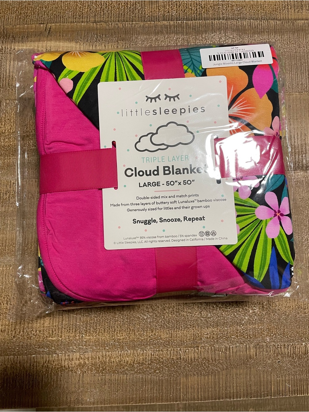 Little Sleepies Pink Tropical Floral Triple-Layer Cloud Blanket NEW